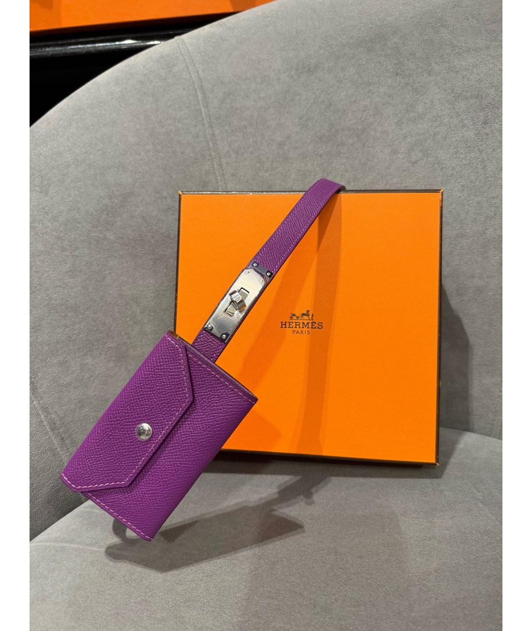 HERMES Фиолетовый кожаный ремень, фото 2