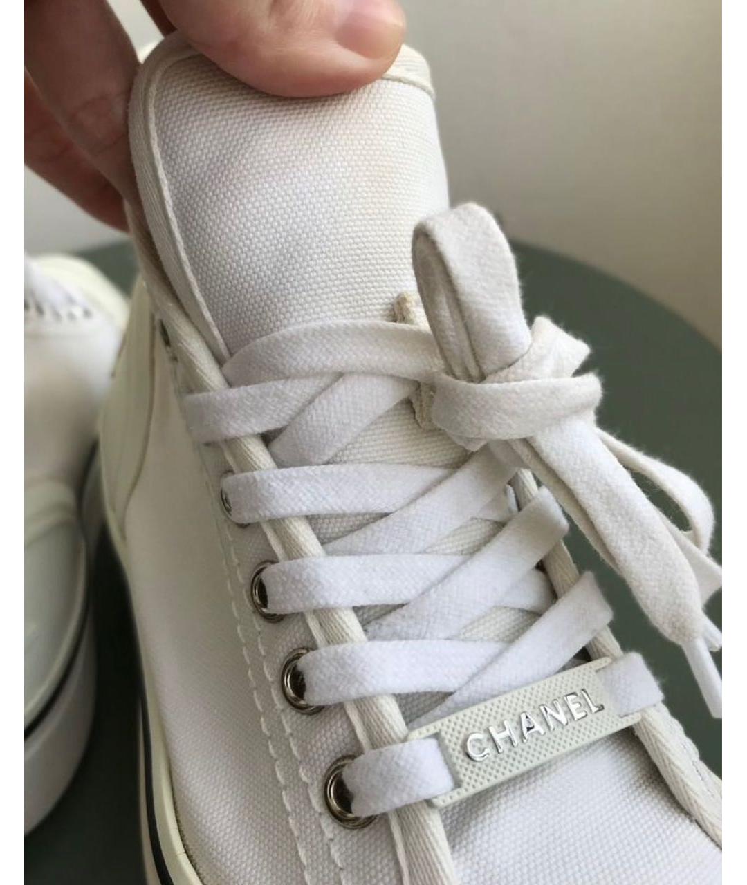 CHANEL Белые текстильные кеды, фото 5