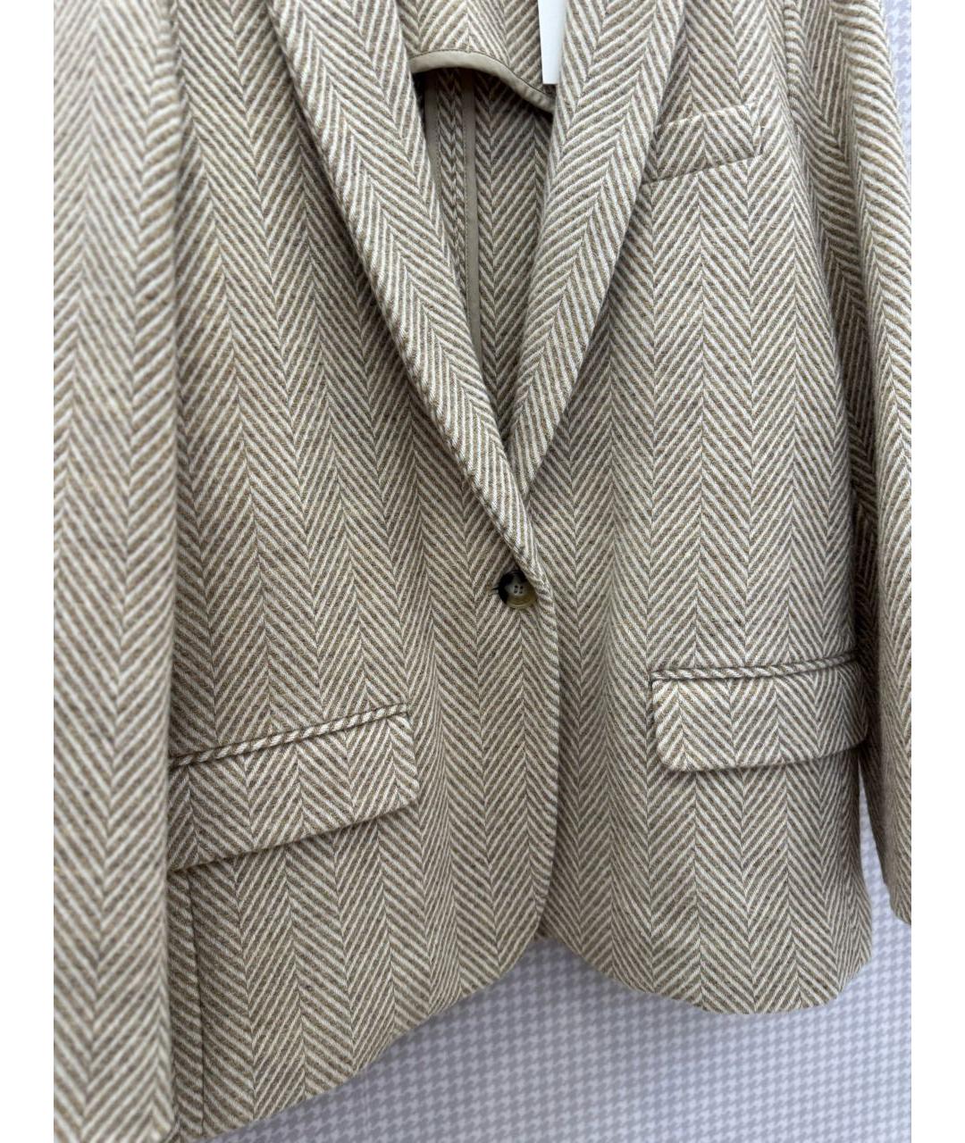 ISABEL MARANT Бежевый шерстяной жакет/пиджак, фото 4