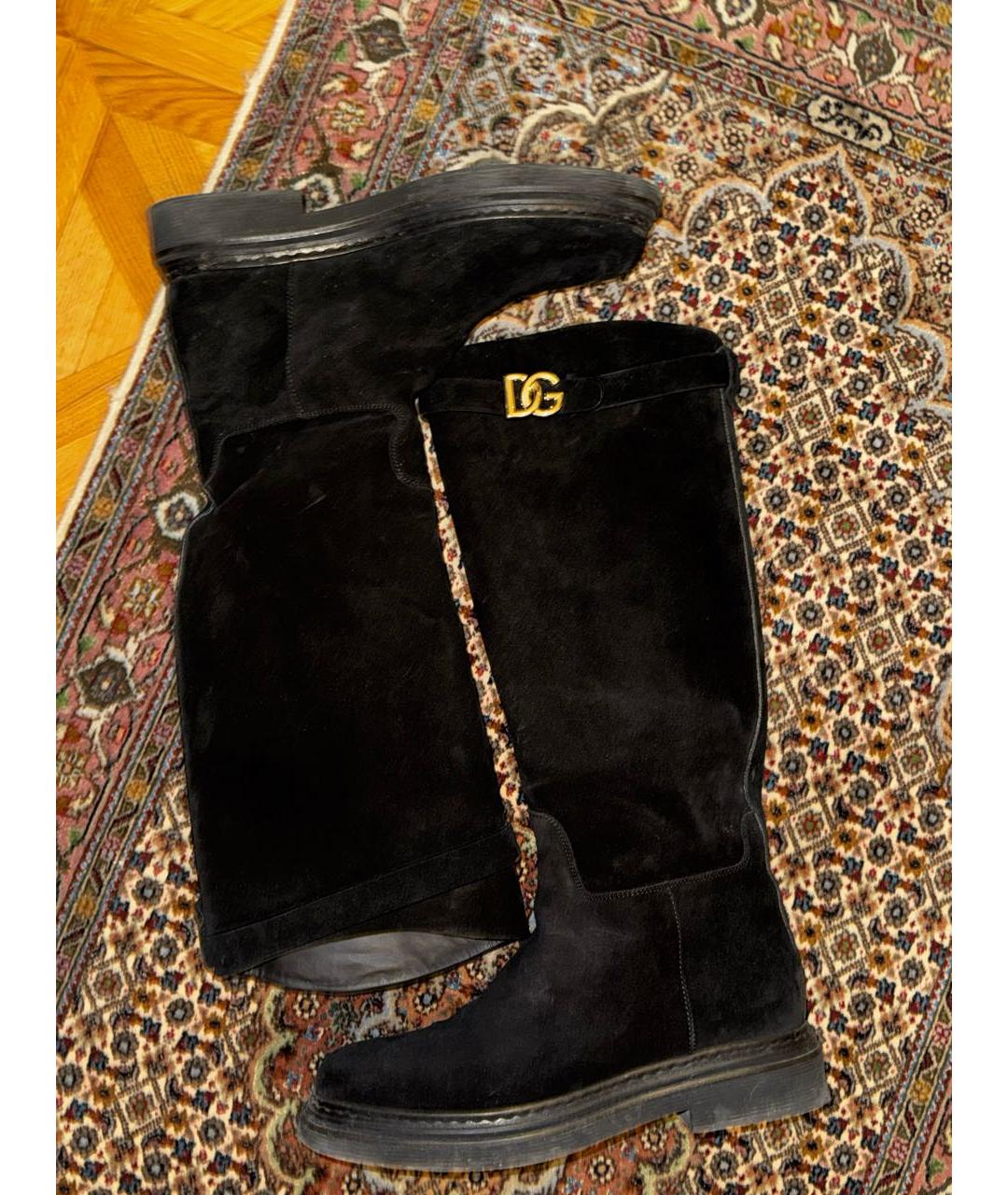 DOLCE&GABBANA Черные замшевые сапоги, фото 5