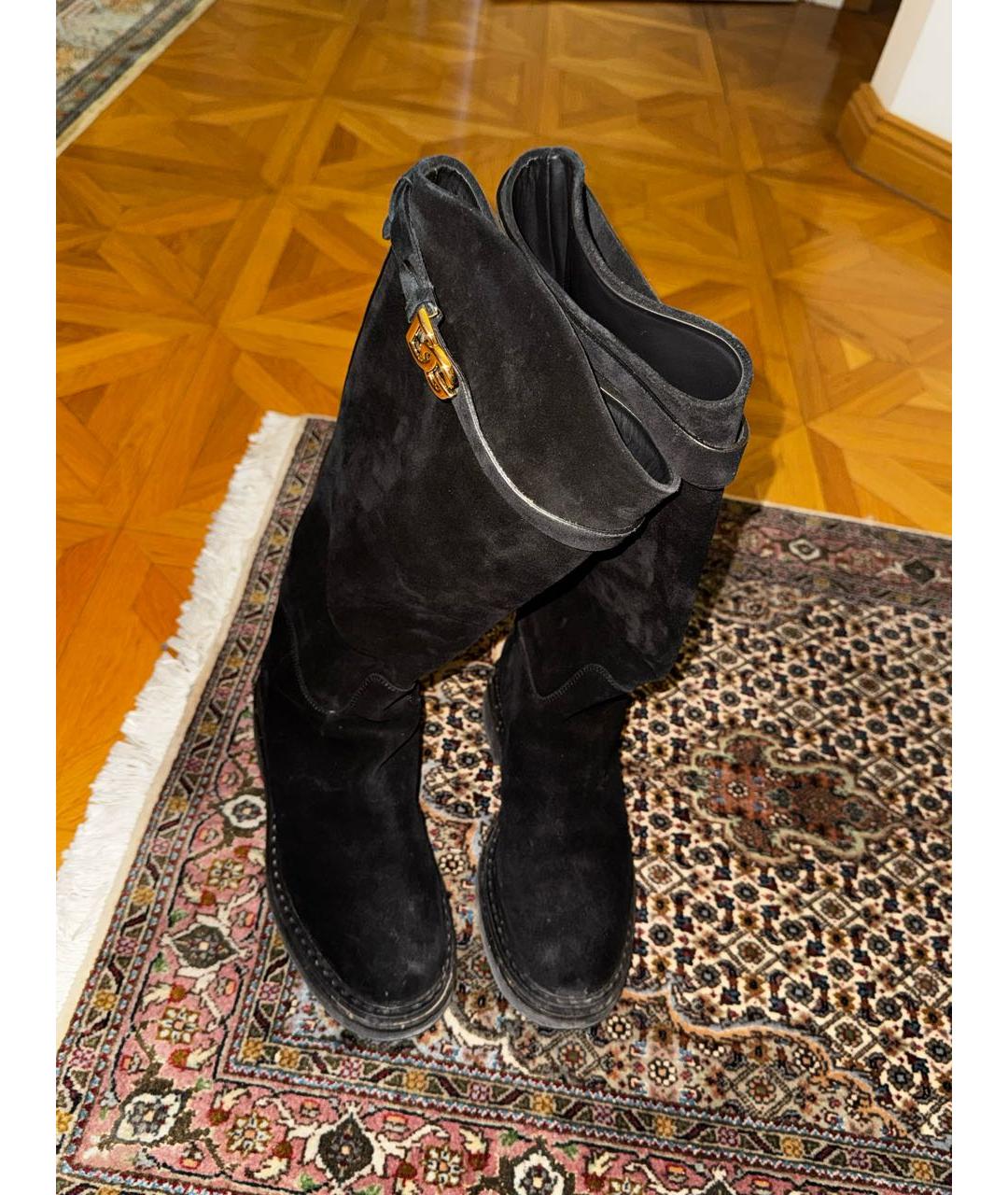 DOLCE&GABBANA Черные замшевые сапоги, фото 2