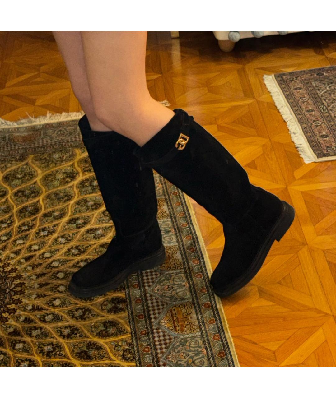 DOLCE&GABBANA Черные замшевые сапоги, фото 4