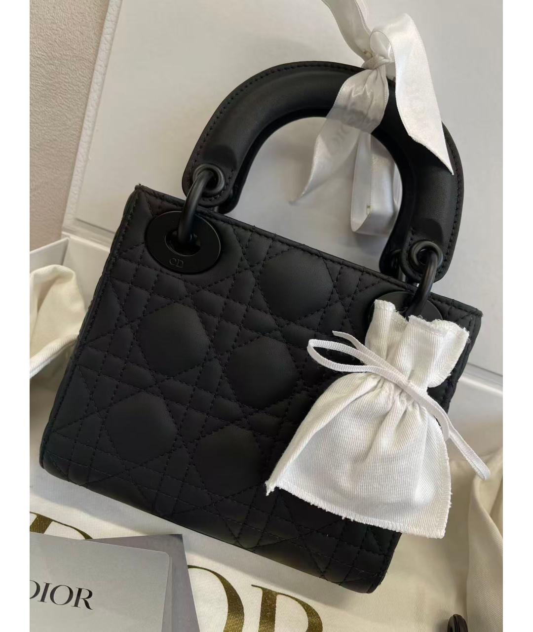 CHRISTIAN DIOR Черная кожаная сумка с короткими ручками, фото 3