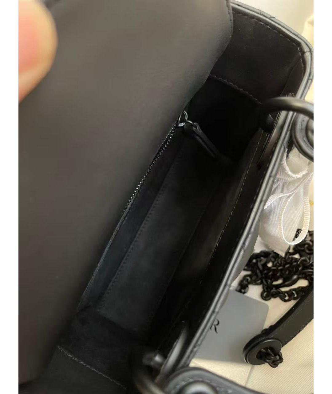 CHRISTIAN DIOR Черная кожаная сумка с короткими ручками, фото 6