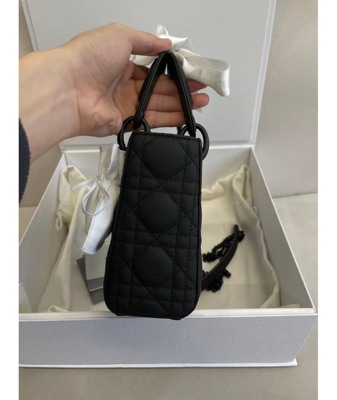 CHRISTIAN DIOR Черная кожаная сумка с короткими ручками, фото 4