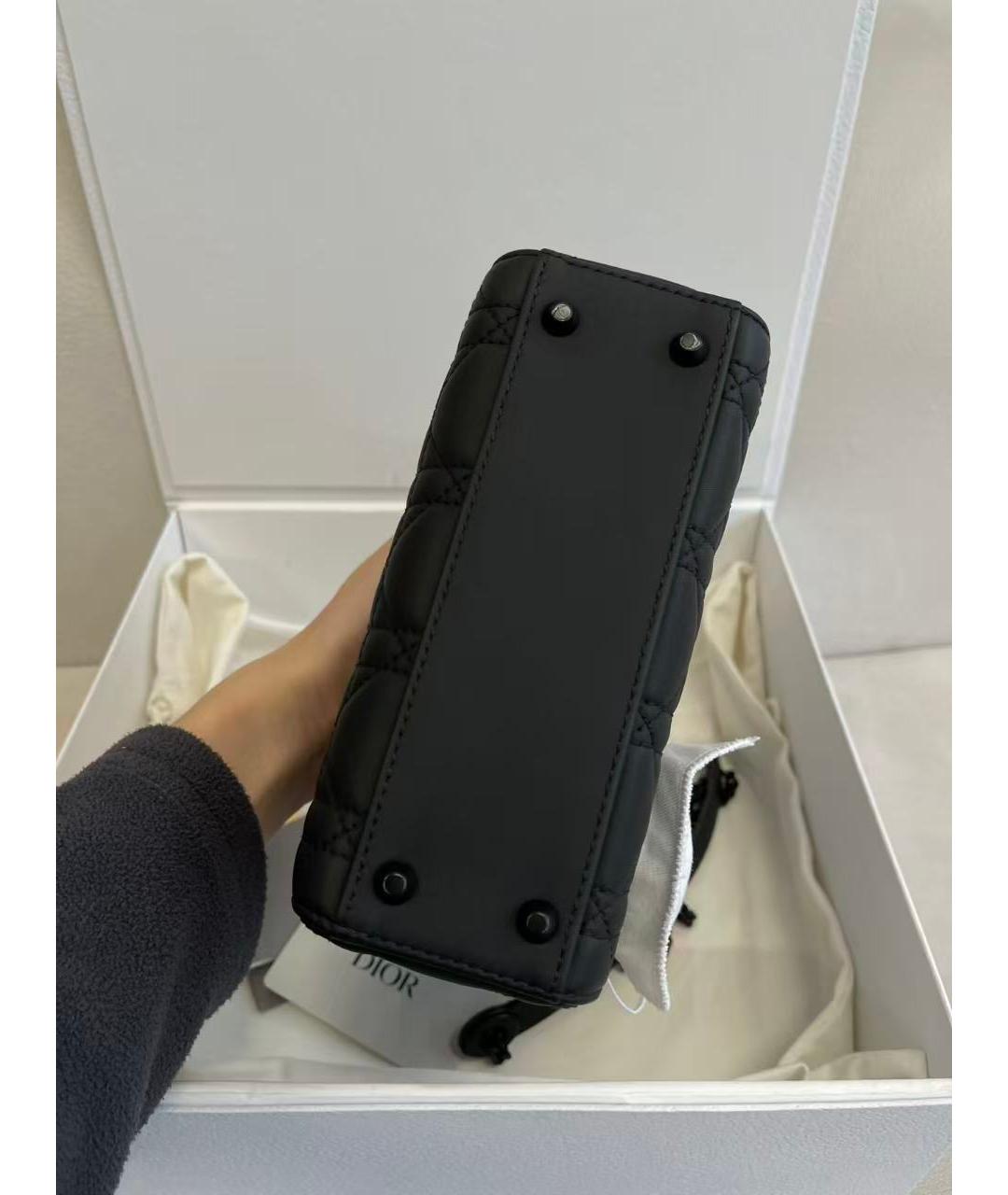 CHRISTIAN DIOR Черная кожаная сумка с короткими ручками, фото 5