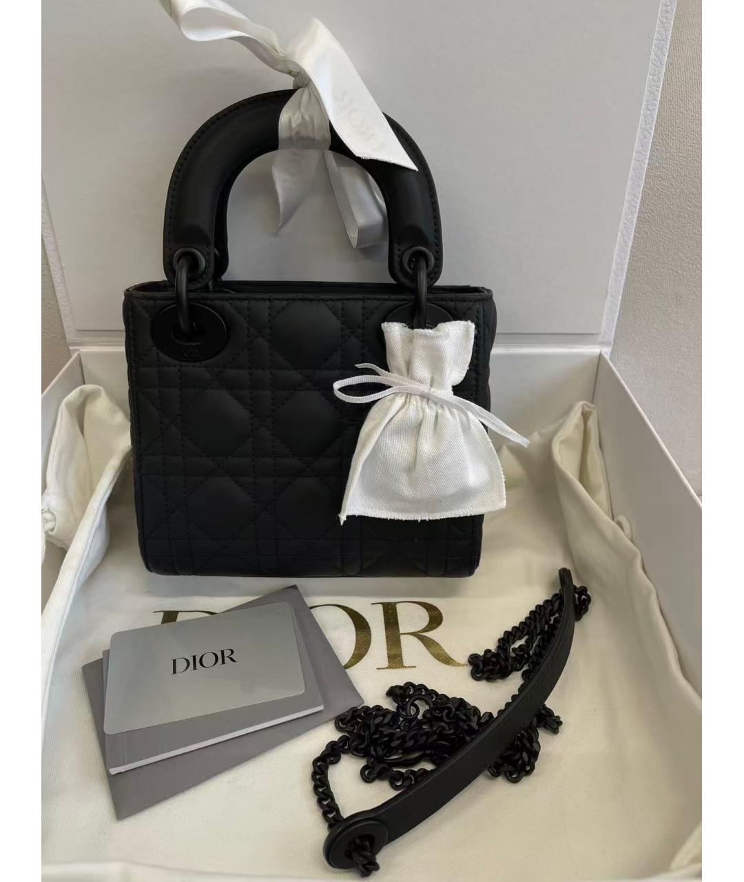 CHRISTIAN DIOR Черная кожаная сумка с короткими ручками, фото 7