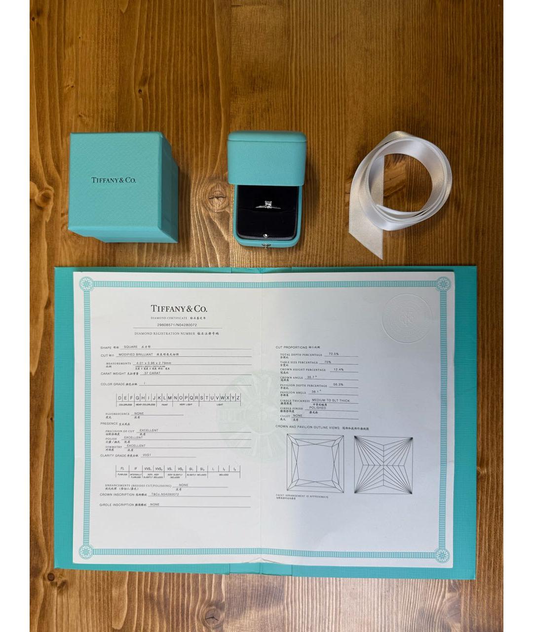 TIFFANY&CO Серебряное платиновое кольцо, фото 7