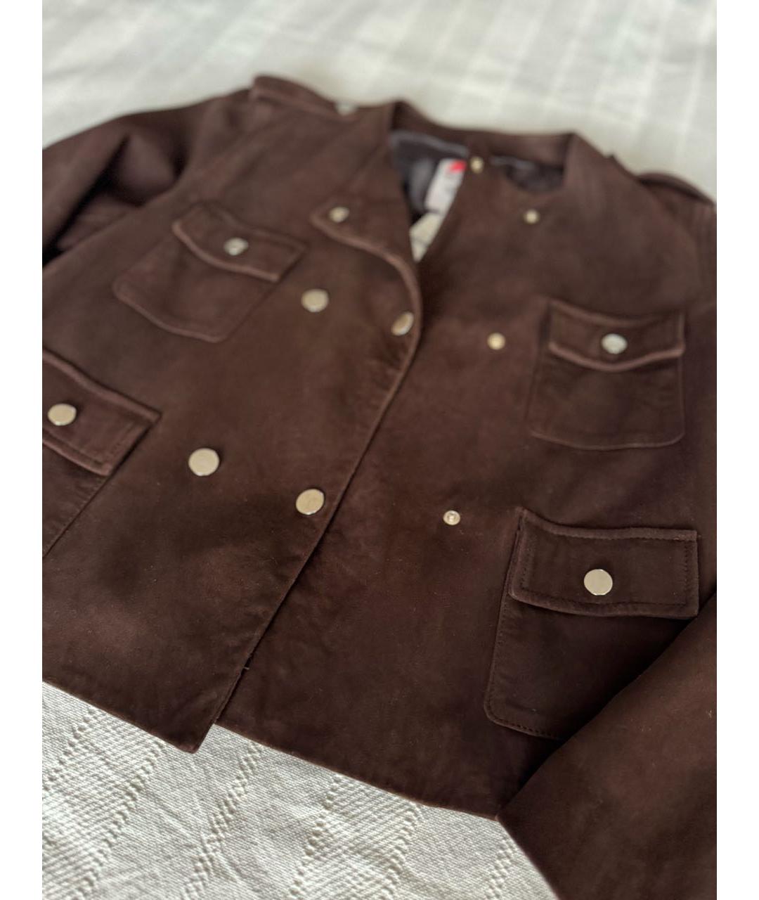 SEMICOUTURE Коричневая замшевая куртка, фото 5