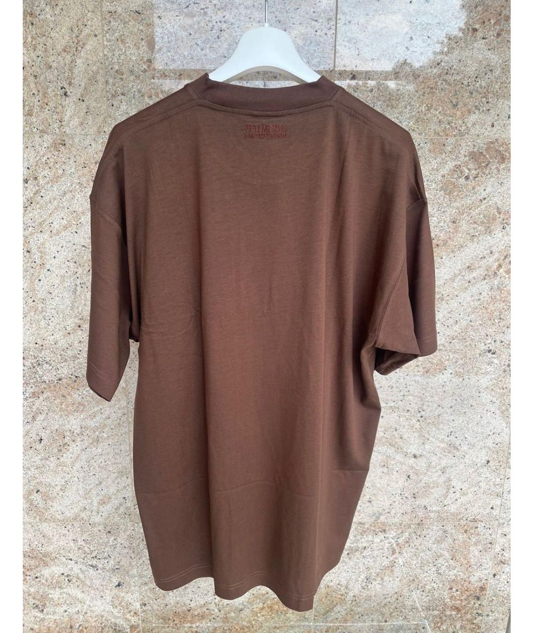 VETEMENTS Коричневая хлопковая футболка, фото 2