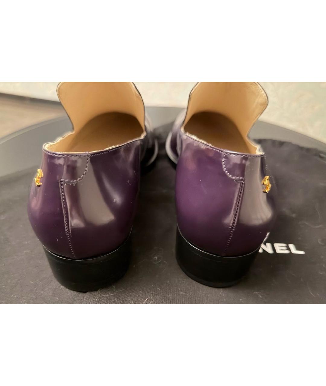CHANEL Фиолетовые кожаные лоферы, фото 4