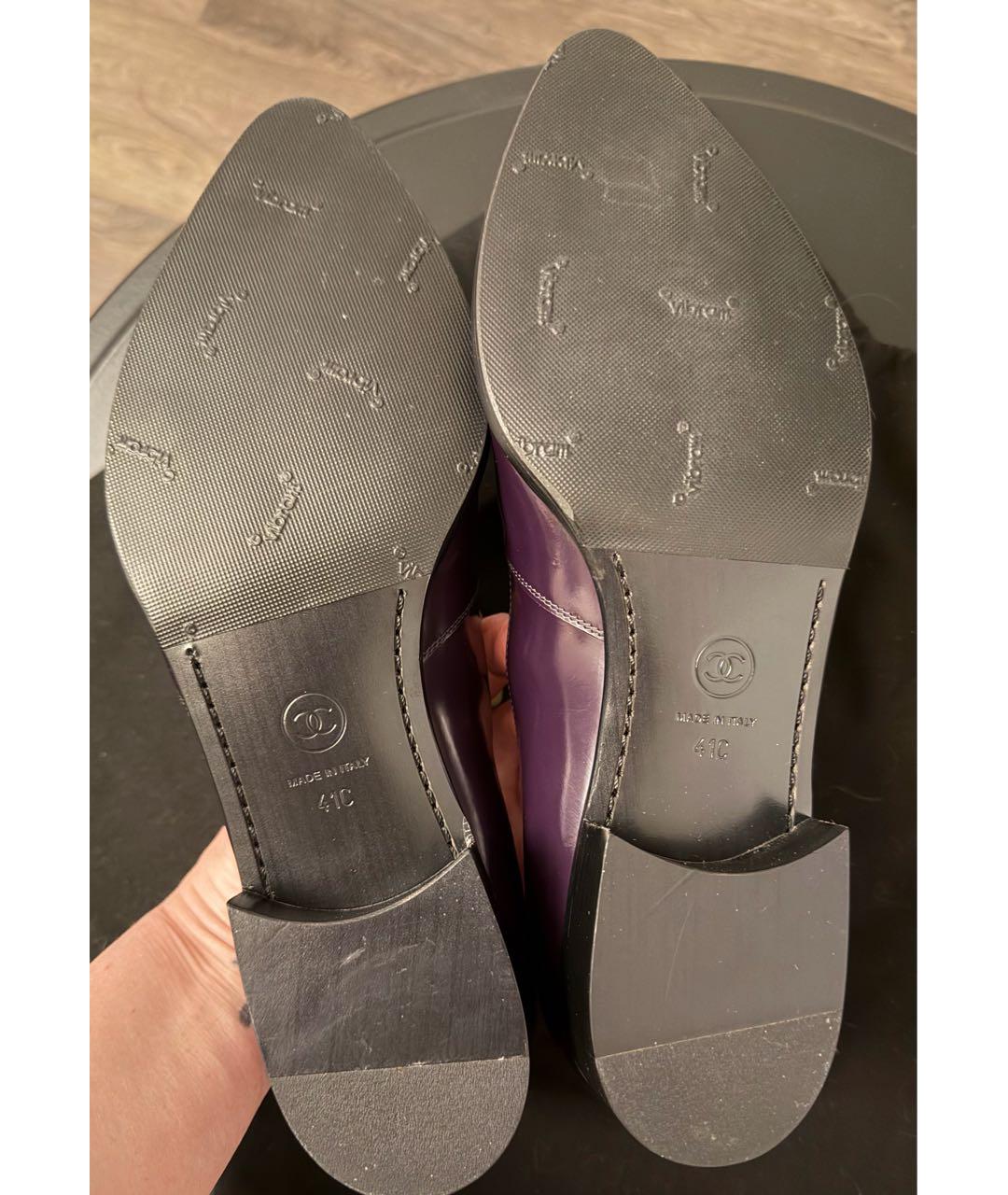 CHANEL Фиолетовые кожаные лоферы, фото 7