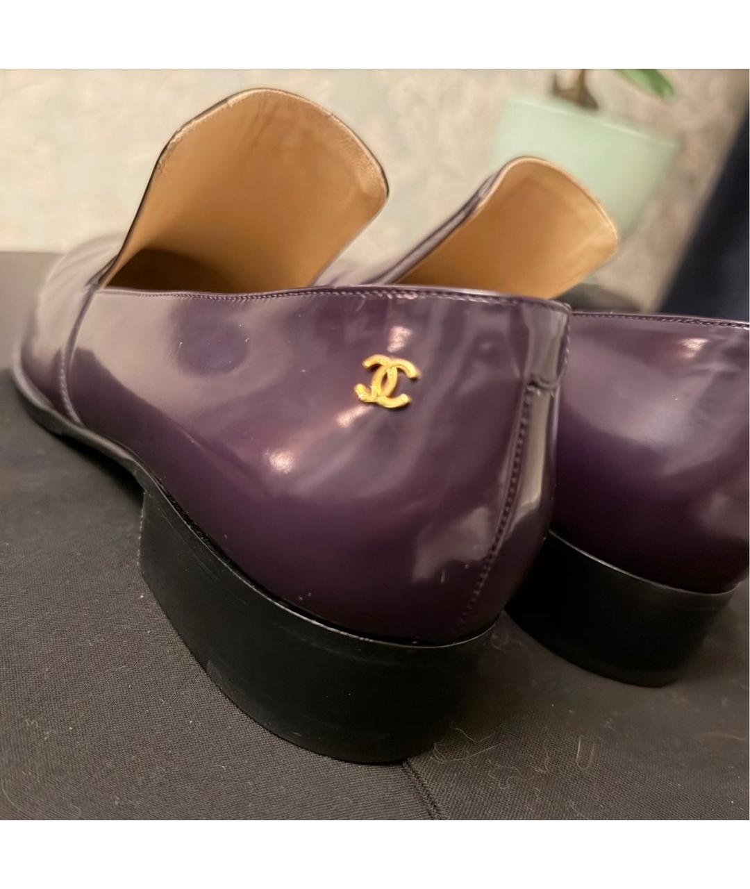 CHANEL Фиолетовые кожаные лоферы, фото 3