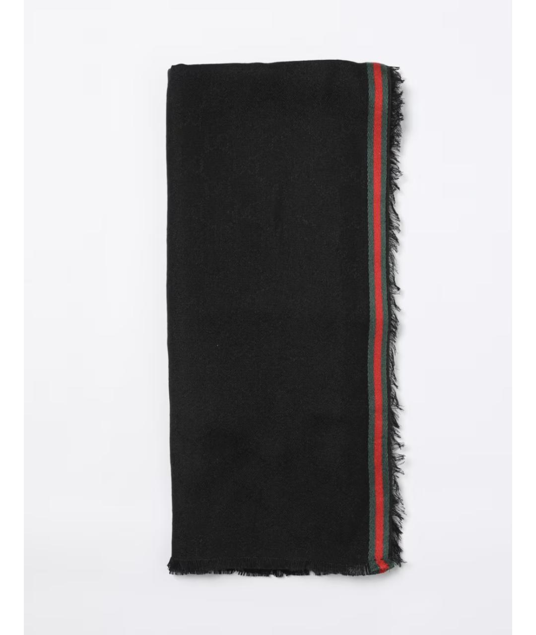 GUCCI Черный шелковый шарф, фото 3