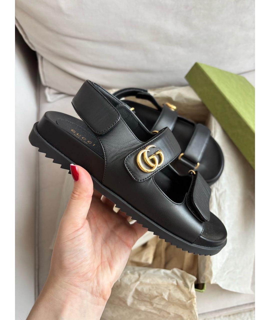 GUCCI Черные кожаные босоножки, фото 8