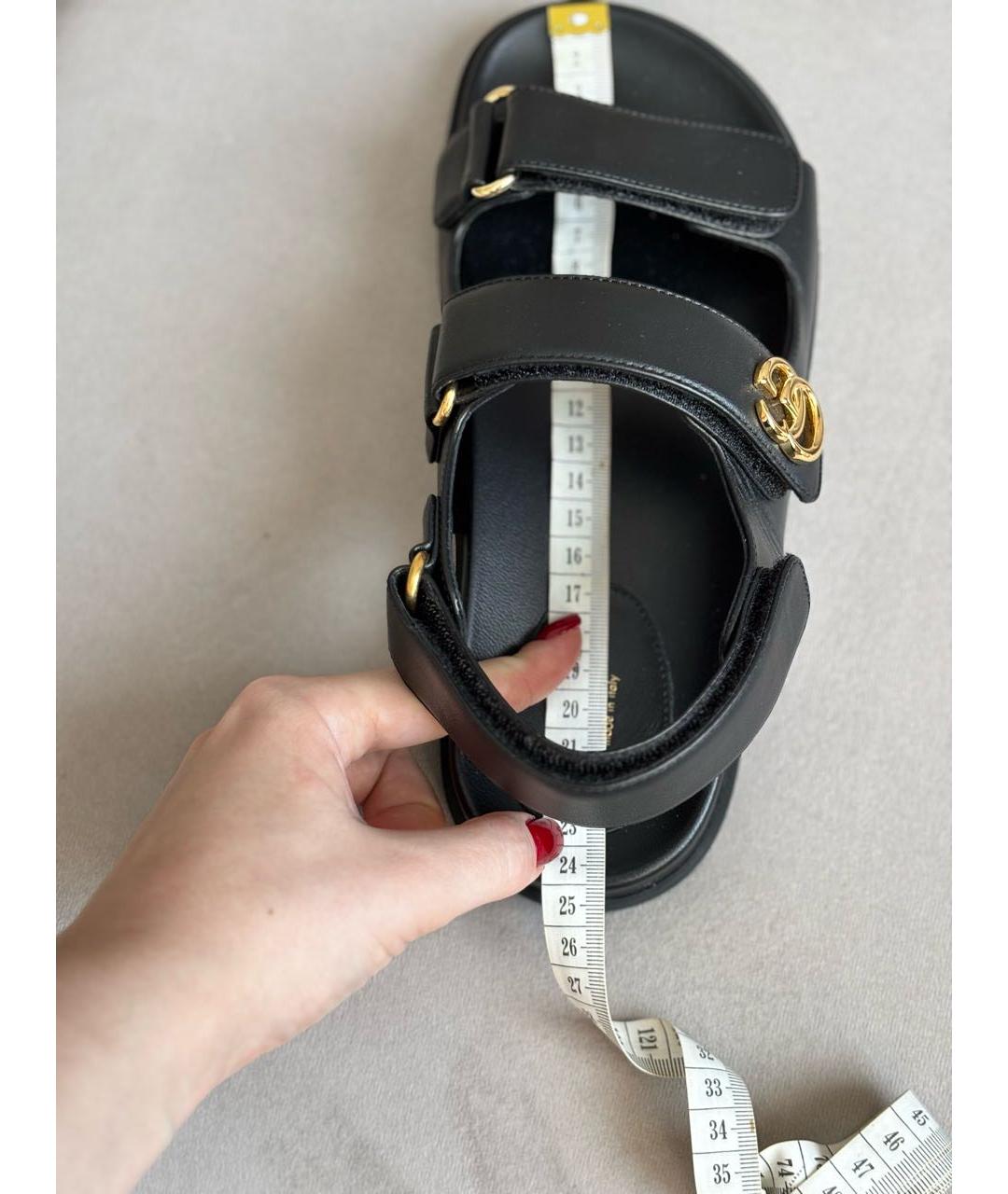 GUCCI Черные кожаные босоножки, фото 7