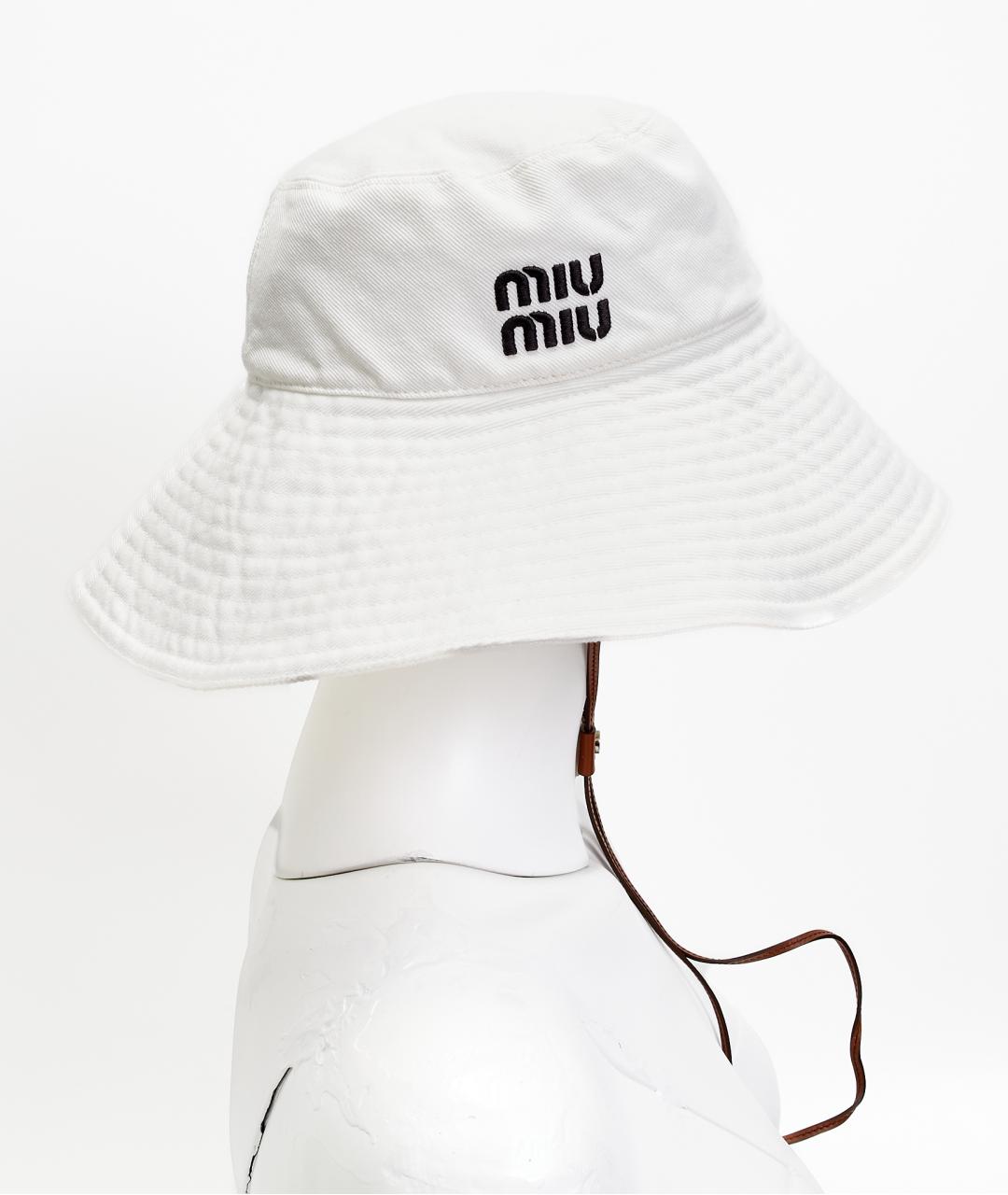 MIU MIU Белая хлопковая шляпа, фото 2