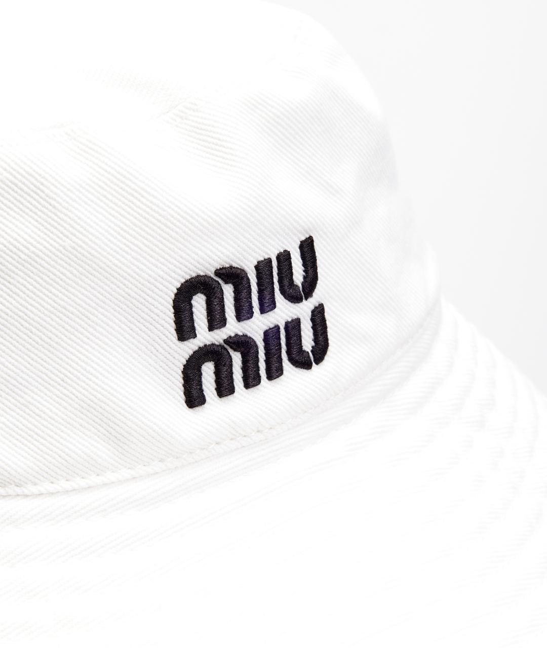 MIU MIU Белая хлопковая шляпа, фото 3