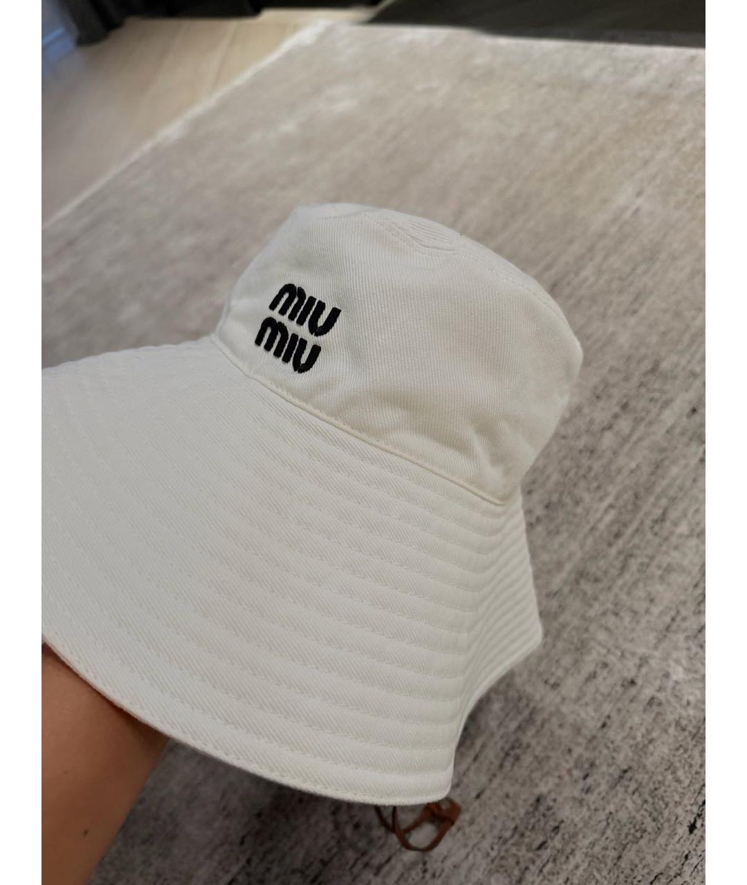 MIU MIU Белая хлопковая шляпа, фото 2
