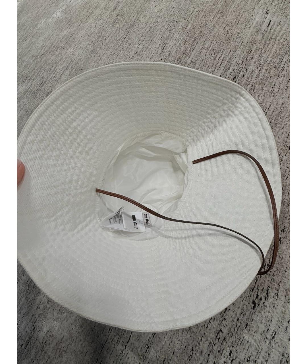 MIU MIU Белая хлопковая шляпа, фото 3
