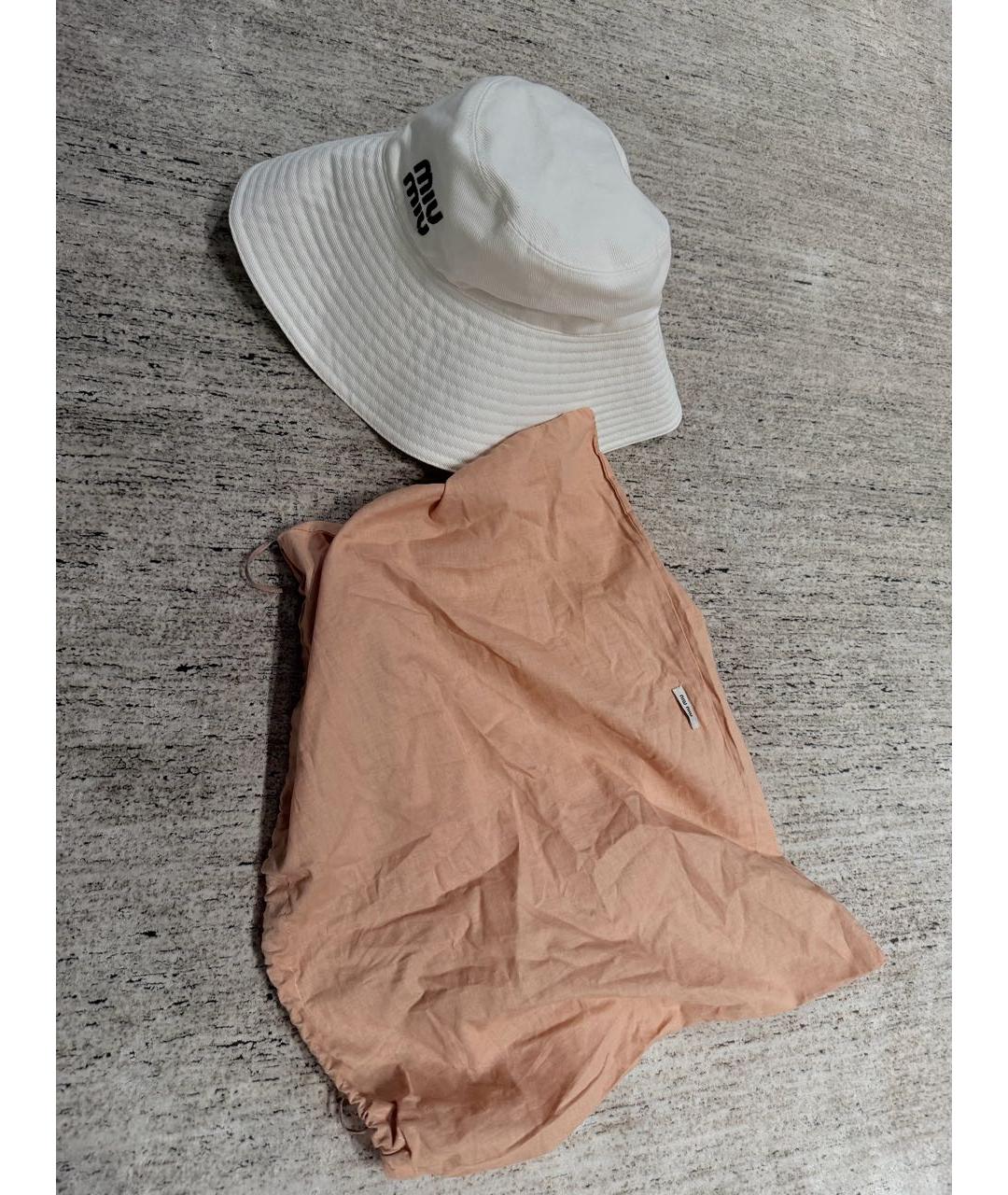 MIU MIU Белая хлопковая шляпа, фото 4