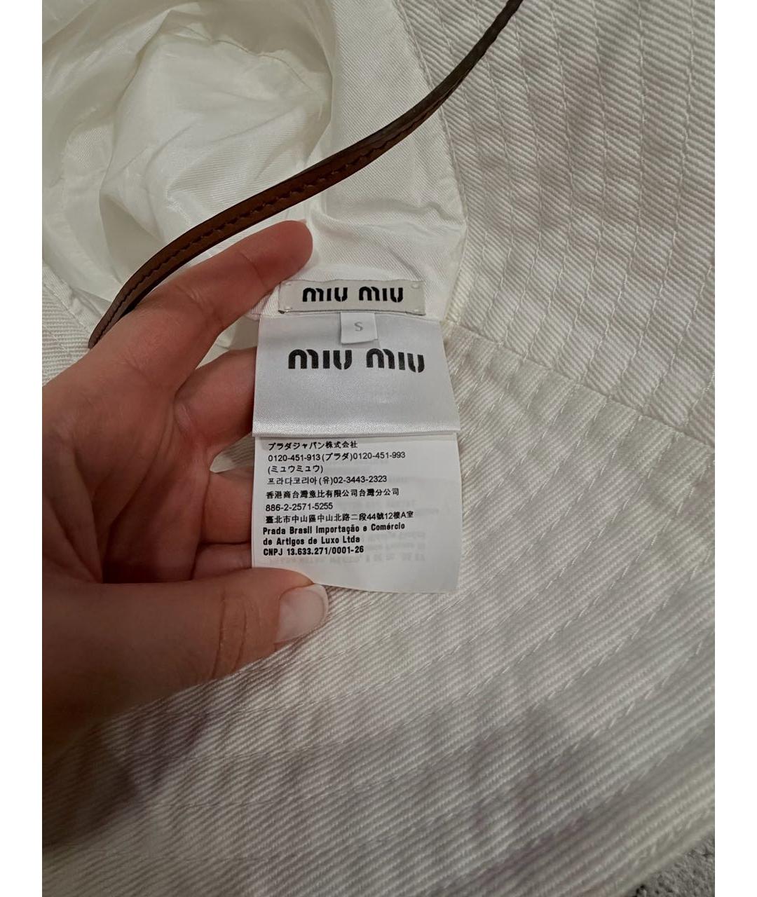 MIU MIU Белая хлопковая шляпа, фото 5