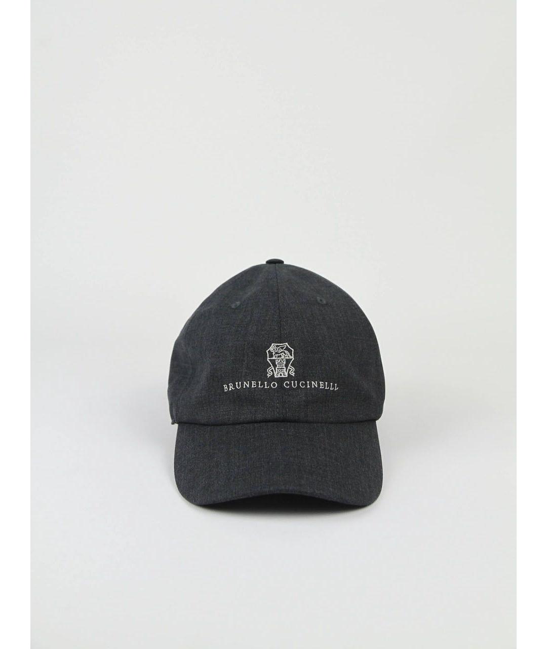 BRUNELLO CUCINELLI Антрацитовая шерстяная кепка/бейсболка, фото 8