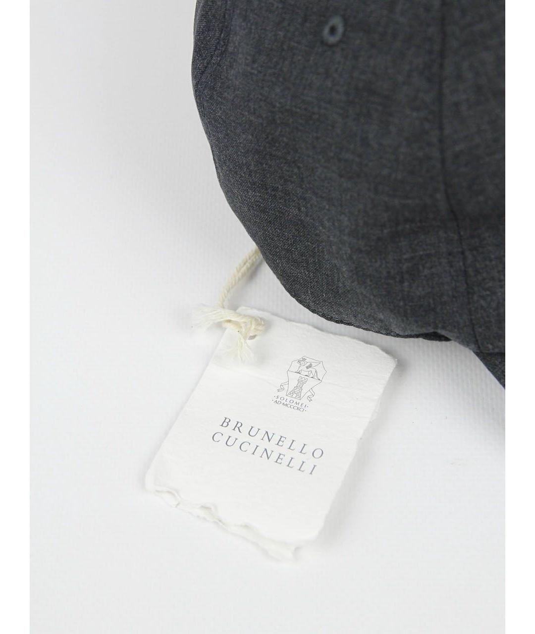 BRUNELLO CUCINELLI Антрацитовая шерстяная кепка/бейсболка, фото 5