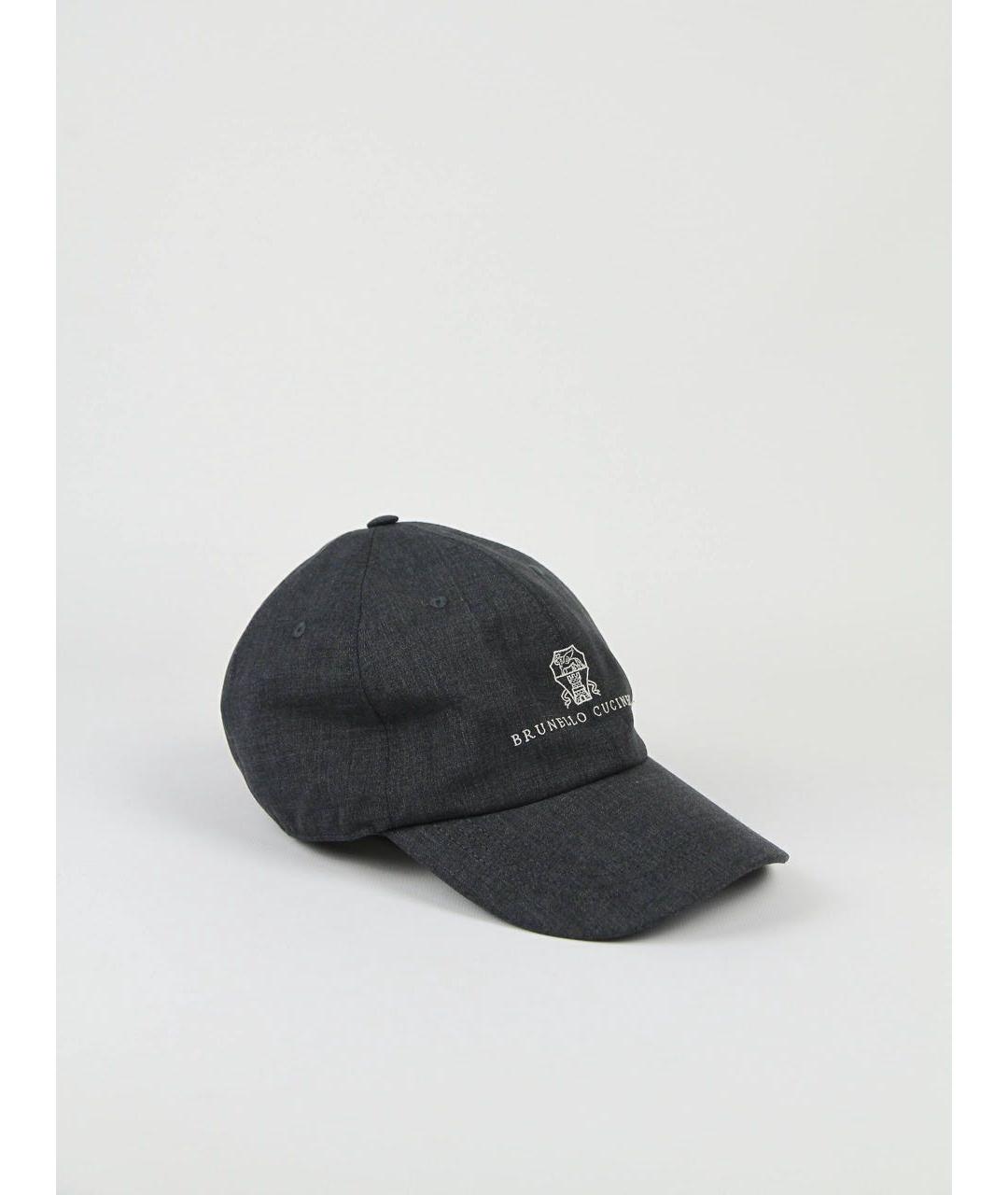 BRUNELLO CUCINELLI Антрацитовая шерстяная кепка/бейсболка, фото 3