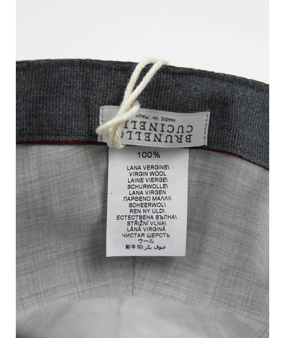 BRUNELLO CUCINELLI Антрацитовая шерстяная кепка/бейсболка, фото 6