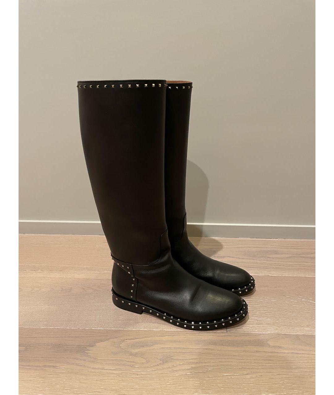 VALENTINO Черные кожаные сапоги, фото 5