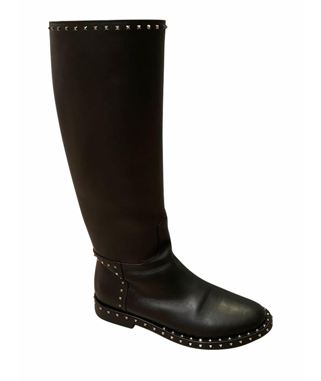 VALENTINO Черные кожаные сапоги, фото 1