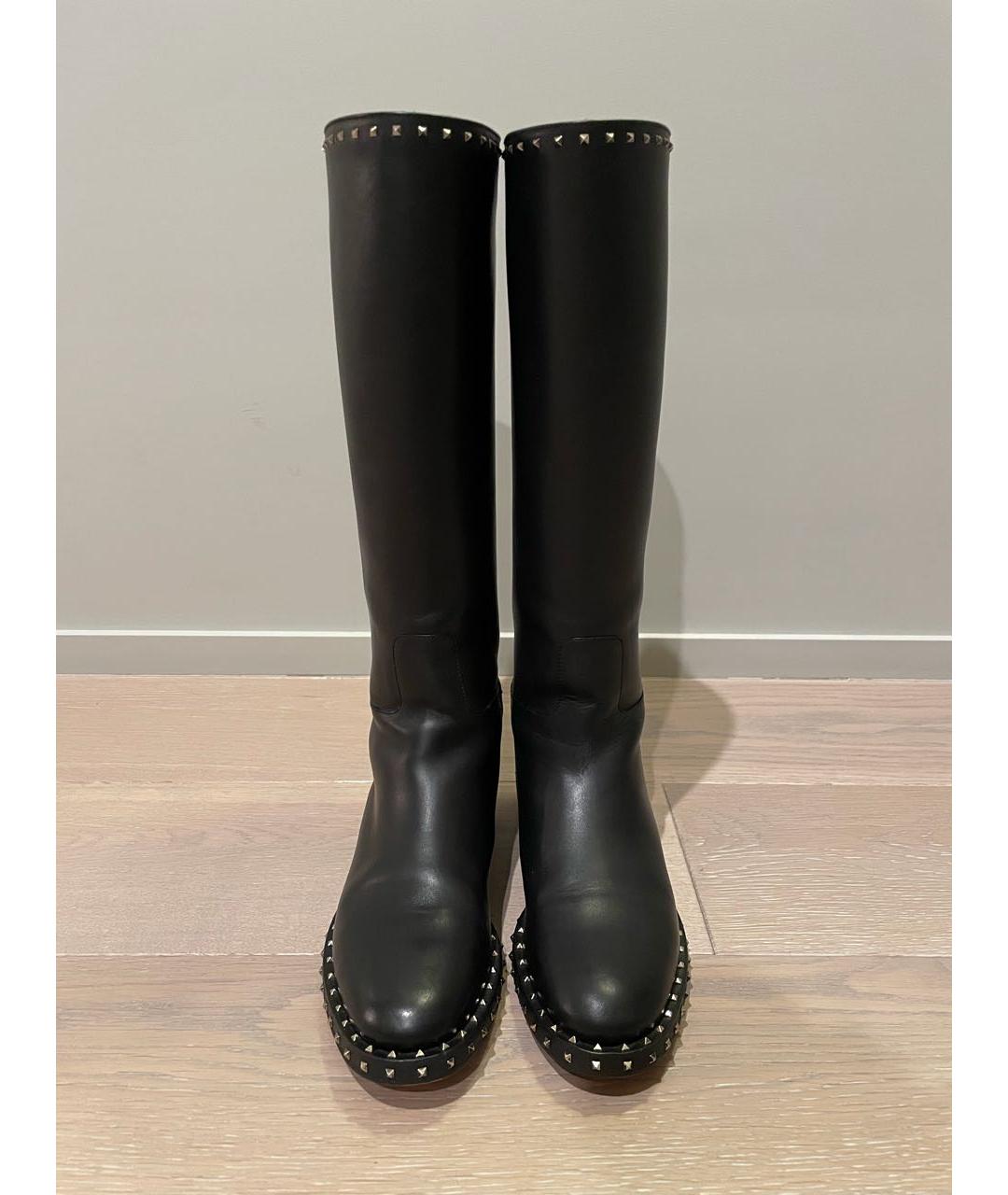 VALENTINO Черные кожаные сапоги, фото 2
