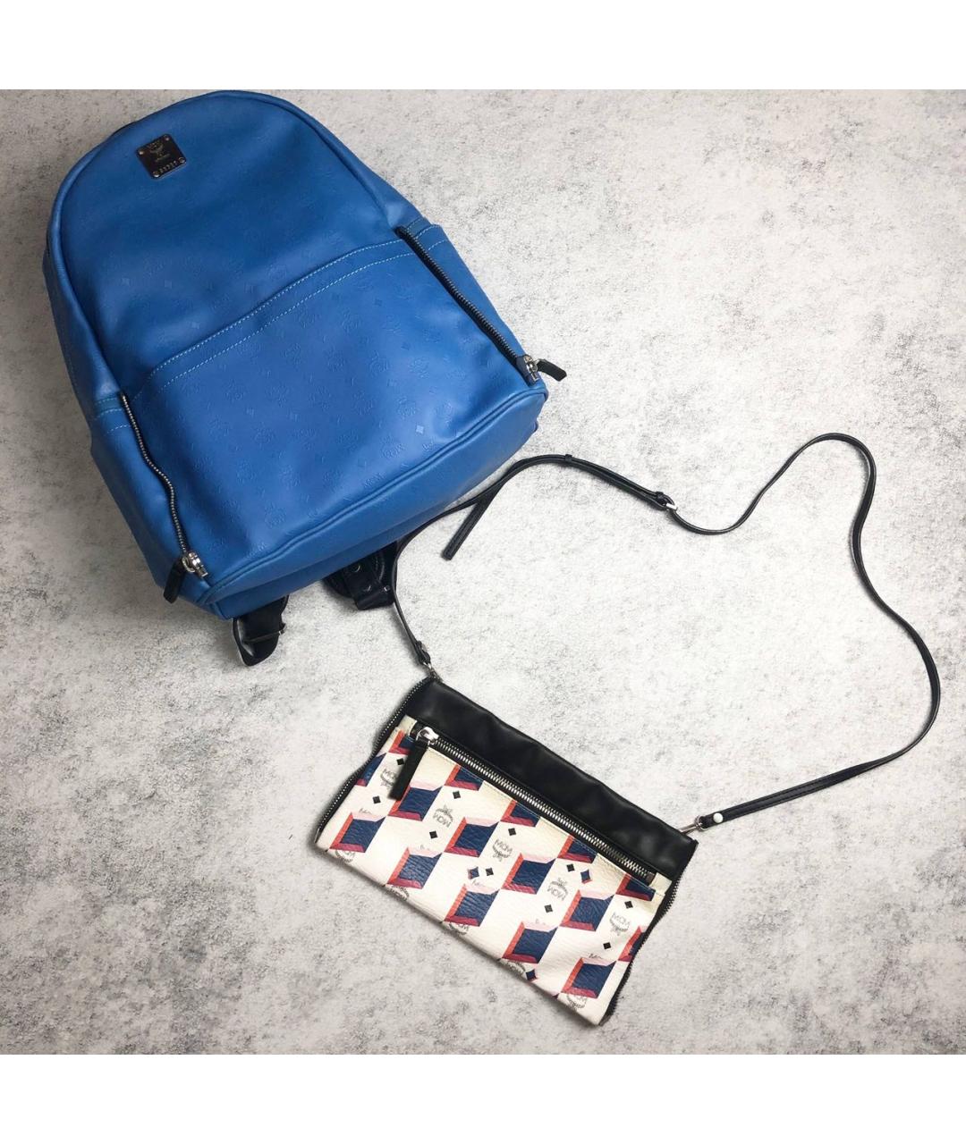 MCM Синий кожаный рюкзак, фото 2