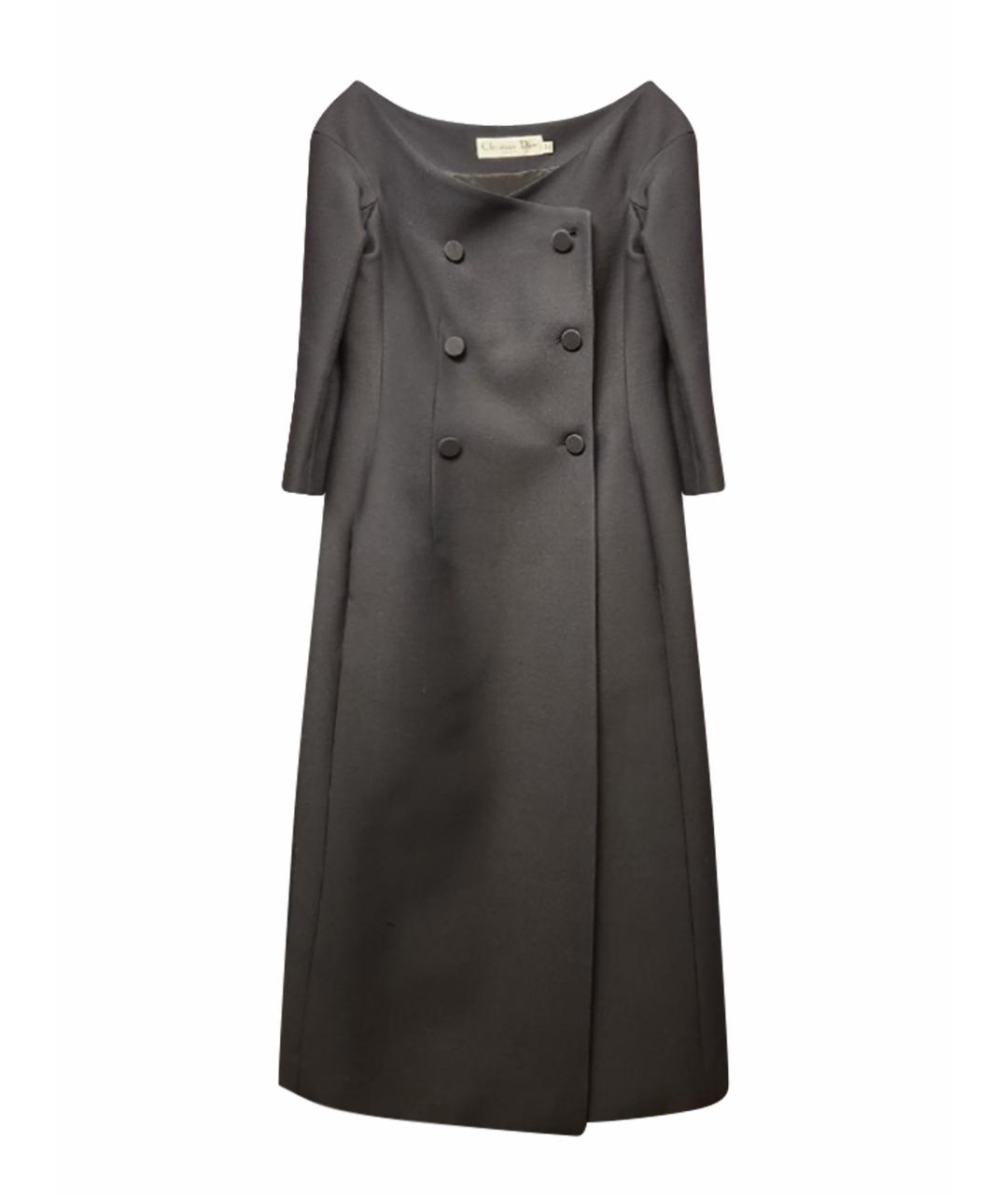 CHRISTIAN DIOR Черное шерстяное коктейльное платье, фото 1