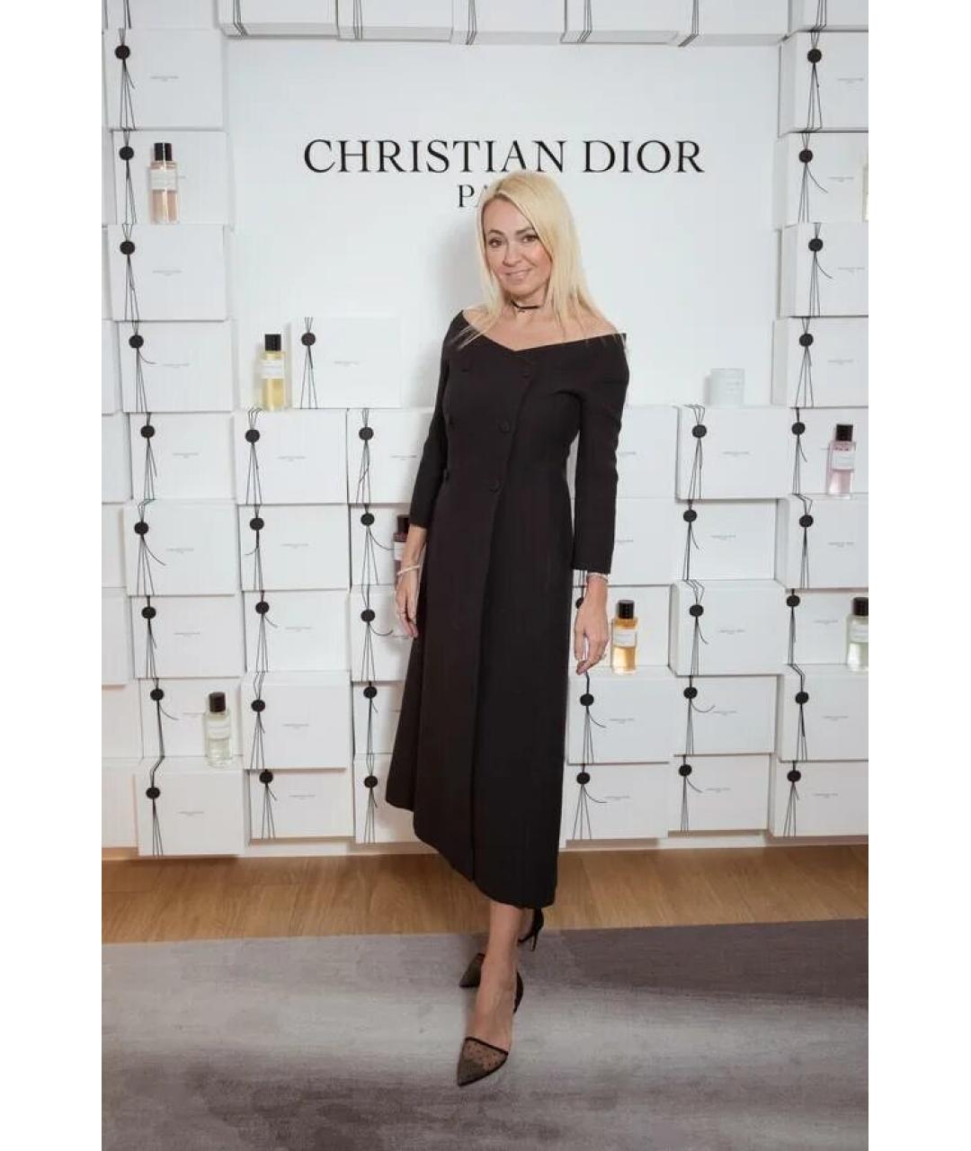 CHRISTIAN DIOR Черное шерстяное коктейльное платье, фото 5