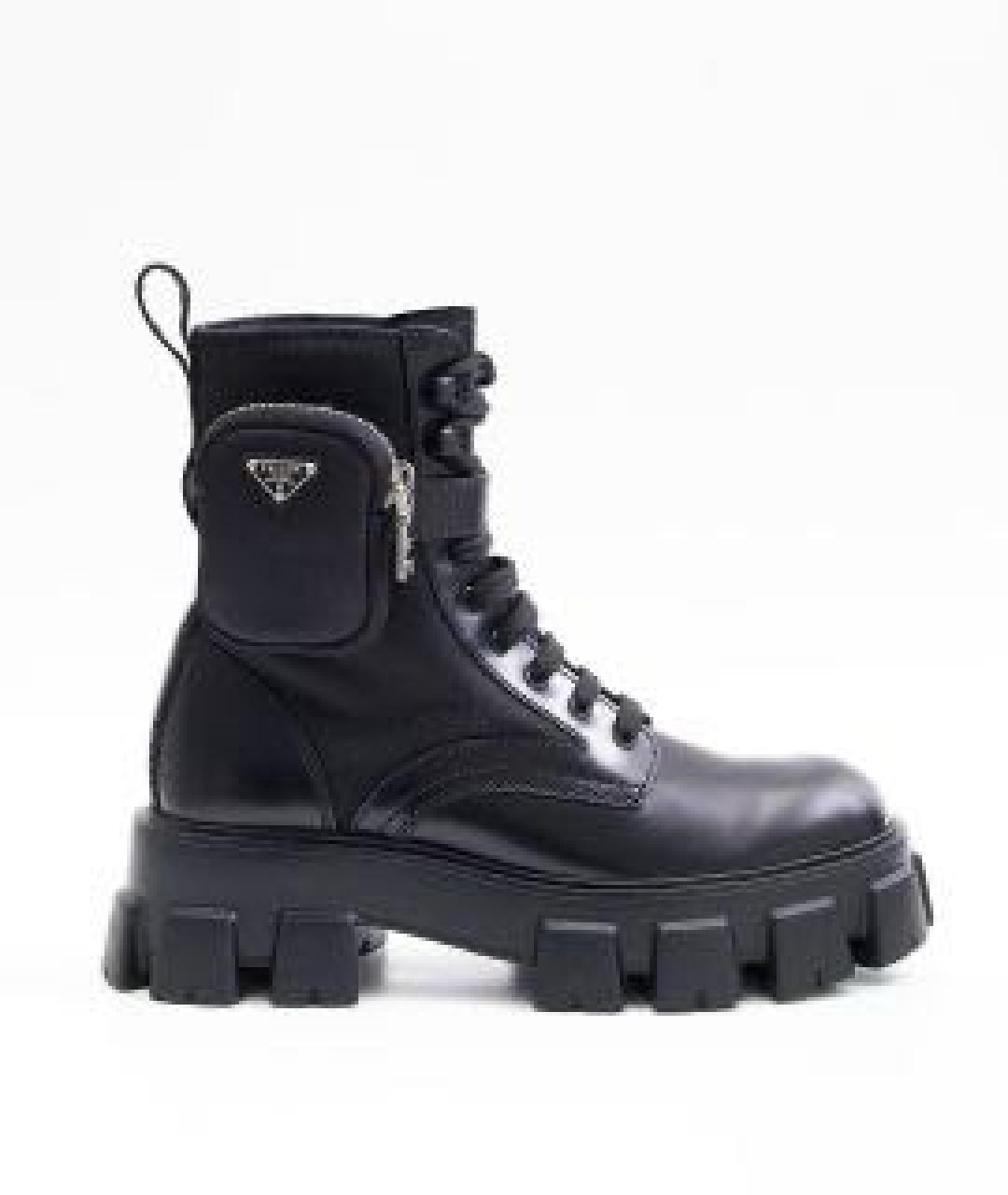 PRADA Черные кожаные ботинки, фото 7