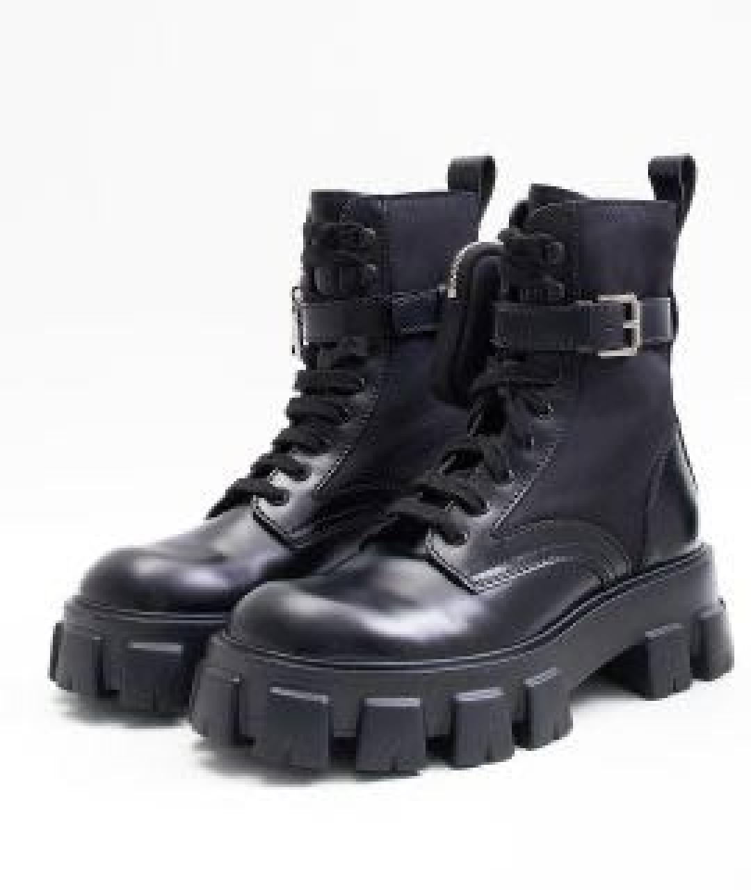 PRADA Черные кожаные ботинки, фото 2