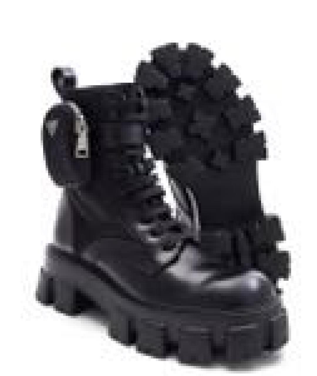 PRADA Черные кожаные ботинки, фото 3