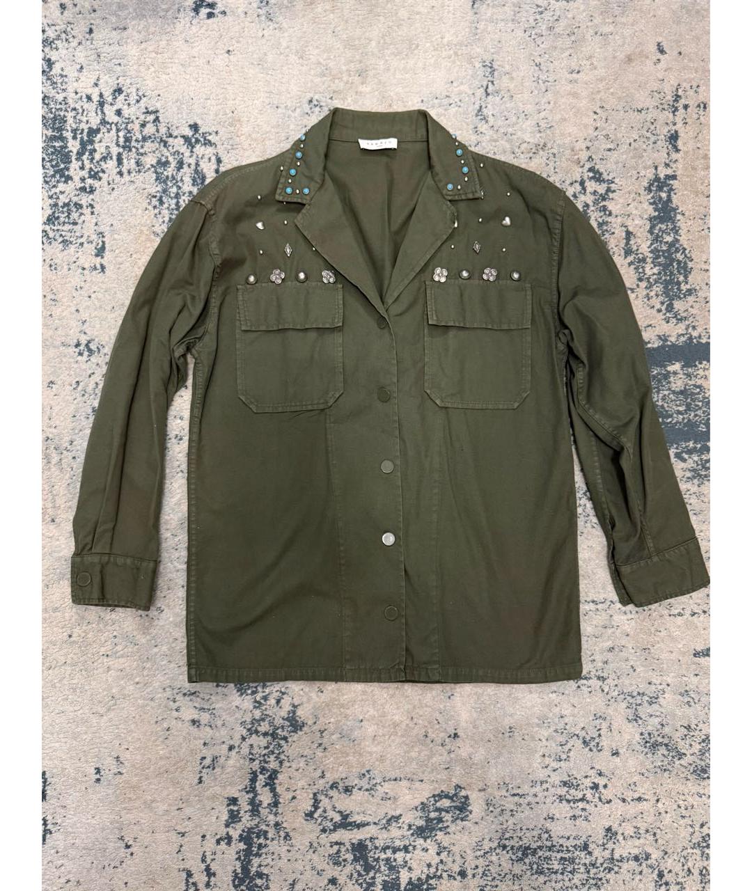 SANDRO Зеленая хлопковая рубашка, фото 9