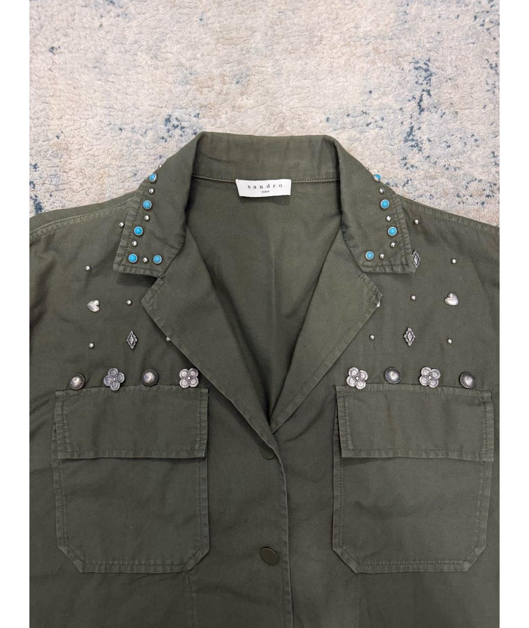 SANDRO Зеленая хлопковая рубашка, фото 3