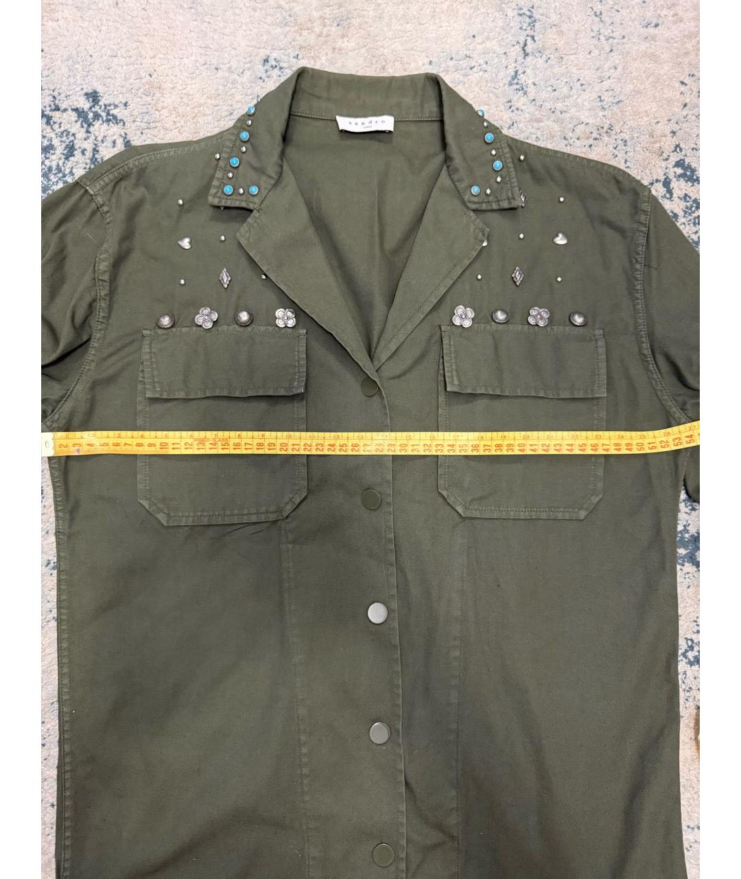 SANDRO Зеленая хлопковая рубашка, фото 6