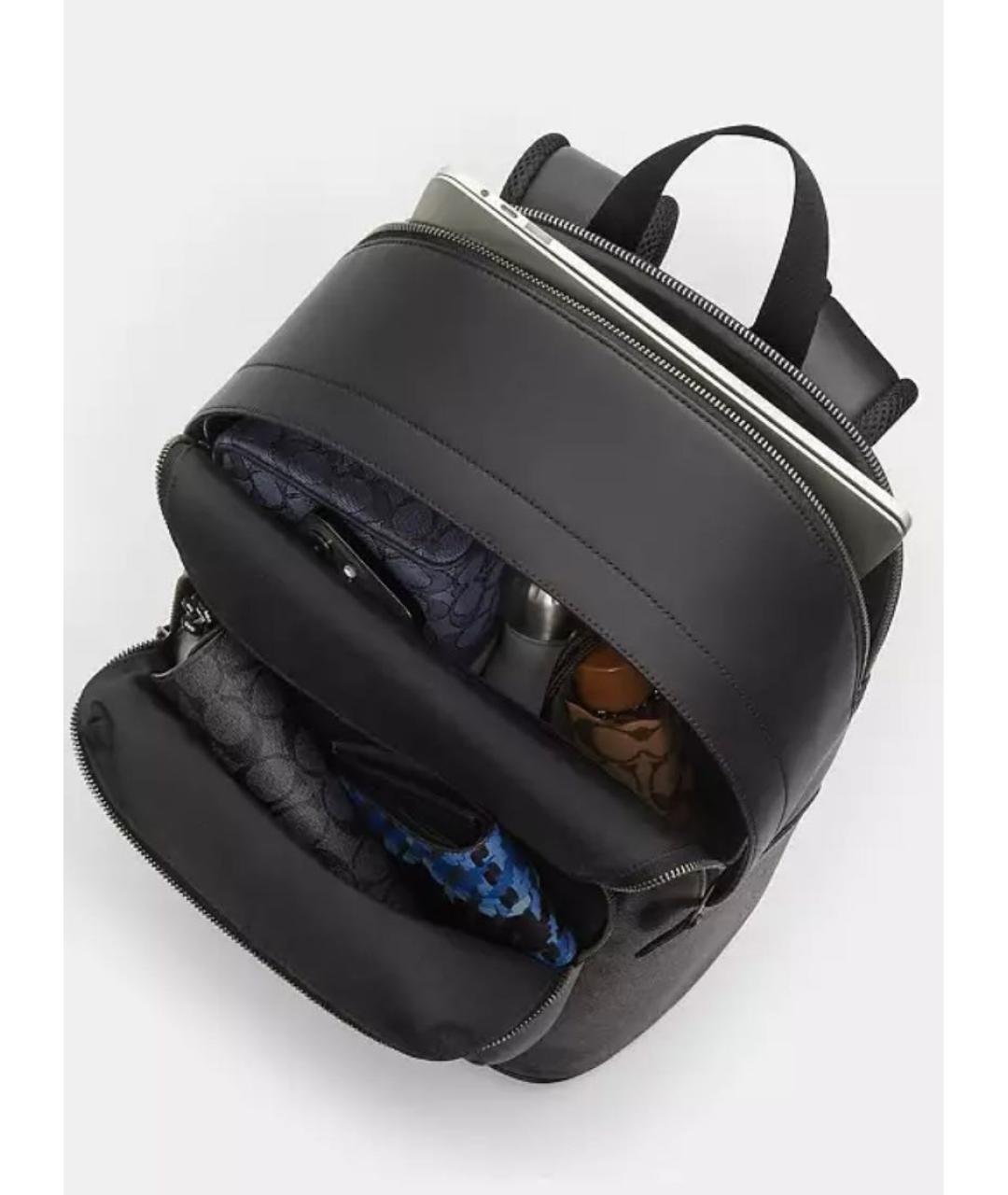 COACH Антрацитовый кожаный рюкзак, фото 4