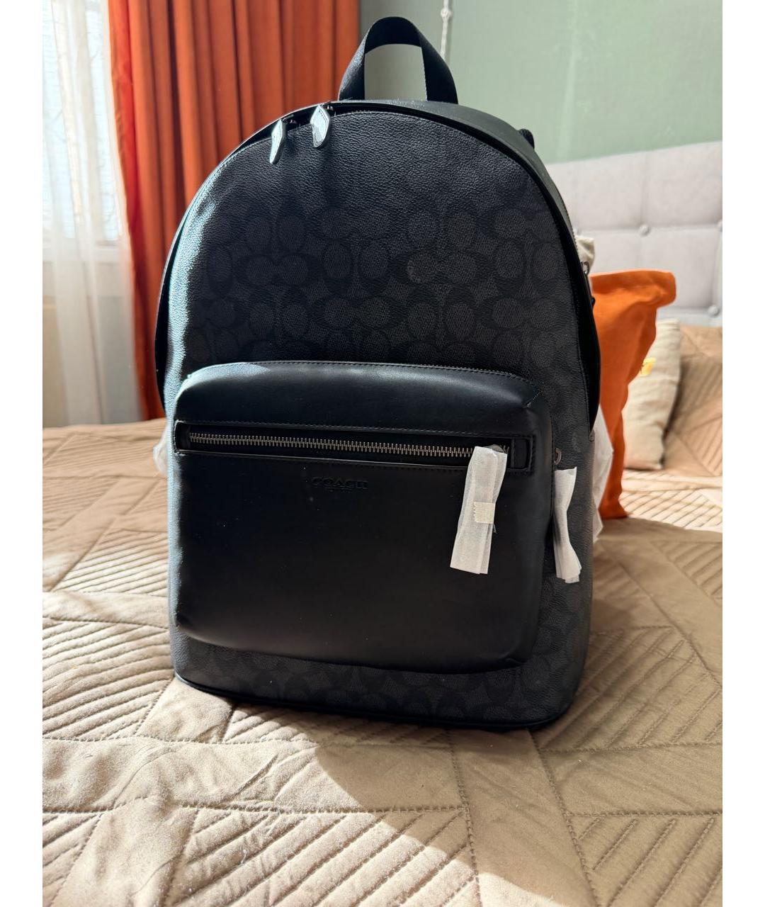 COACH Антрацитовый кожаный рюкзак, фото 7