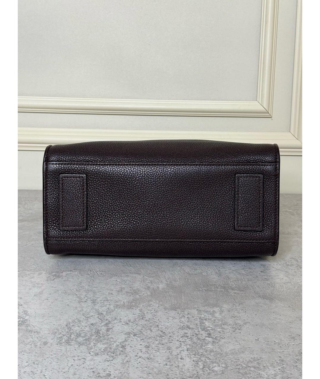 SAINT LAURENT Коричневая кожаная сумка с короткими ручками, фото 5