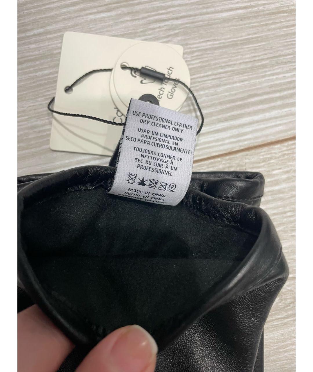 CALVIN KLEIN Черные кожаные перчатки, фото 6