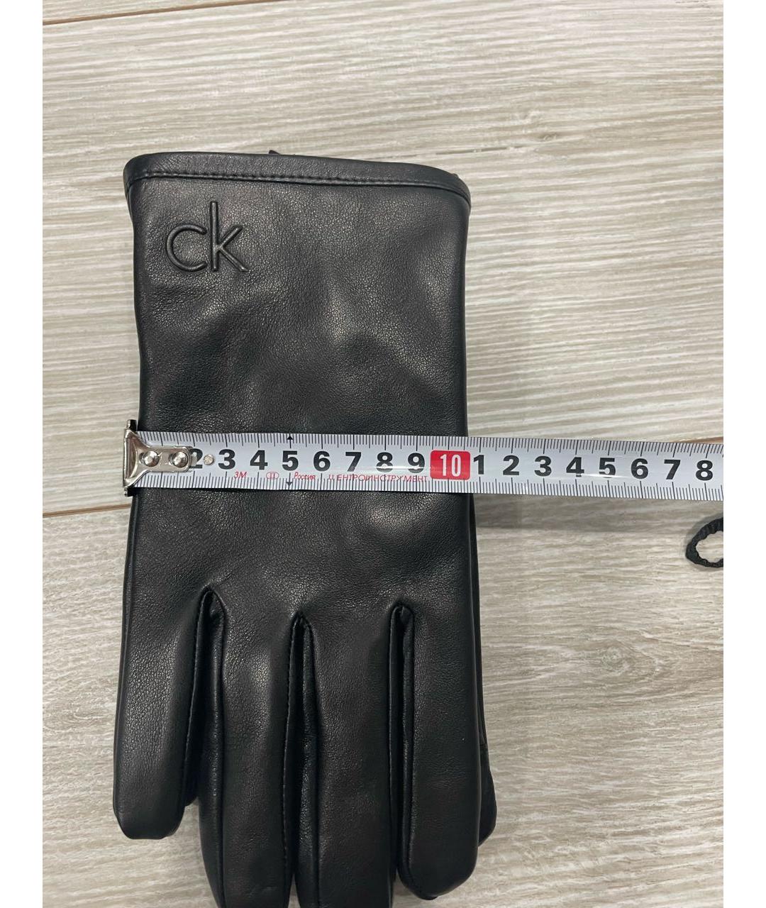 CALVIN KLEIN Черные кожаные перчатки, фото 8