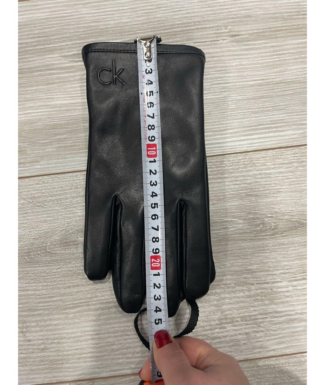 CALVIN KLEIN Черные кожаные перчатки, фото 7