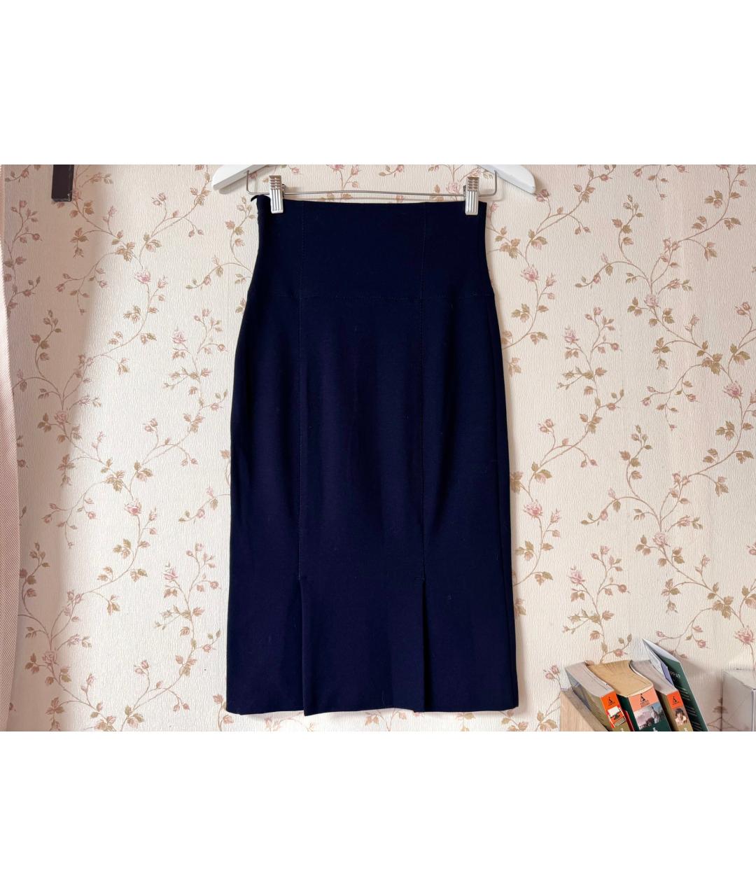 PINKO Темно-синяя вискозная юбка миди, фото 2