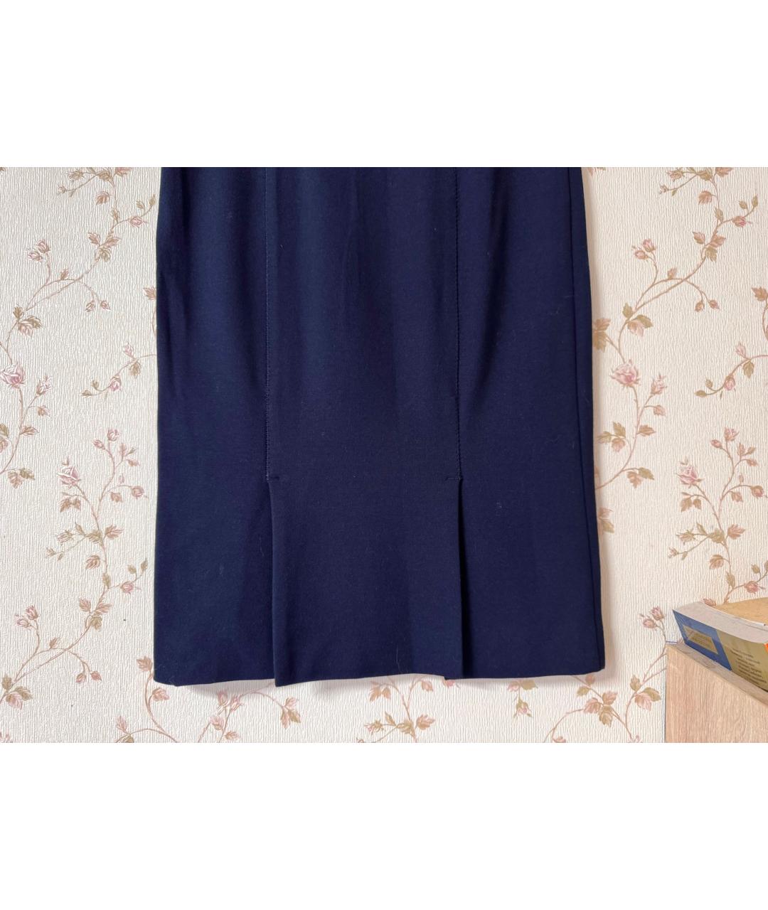 PINKO Темно-синяя вискозная юбка миди, фото 5